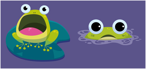 Funny frog vector ai