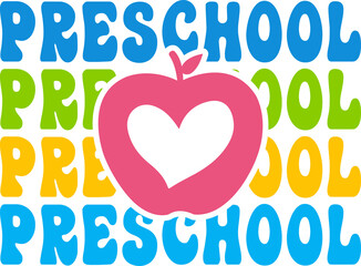 Preschool typography clip art design on plain white transparent isolated background for card, shirt, hoodie, sweatshirt, apparel, tag, mug, icon, poster or badge