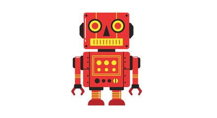 Fototapeta premium Retro Red Robot Character with Circular Eyes and Mechanical Details.