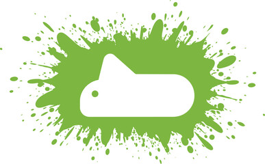a green thumbs up icon surrounded by paint splatter