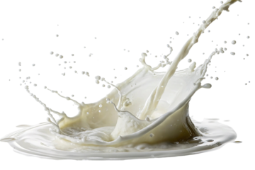 White milk splash frozen in time isolated on transparent background