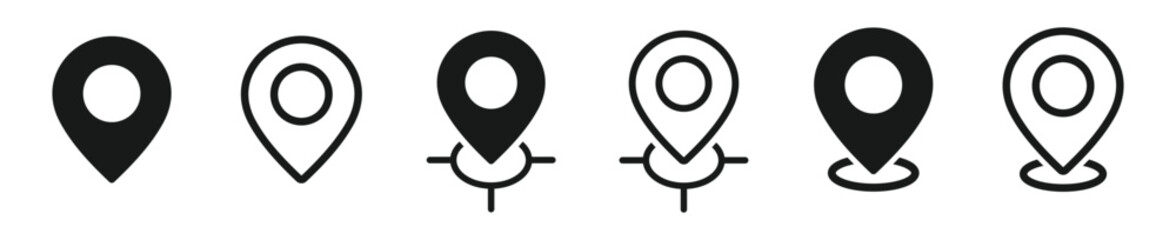 Map pointer icon. Location ping icon. Address indication mark vector signs set. GPS vector signs