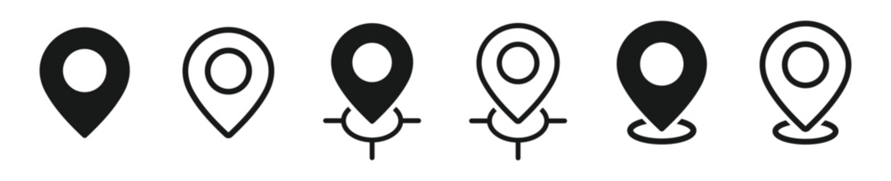 Map pointer icon. Location ping icon. Address indication mark vector signs set. GPS vector signs