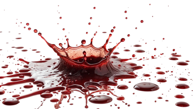 Red liquid splash crown shape isolated on transparent background