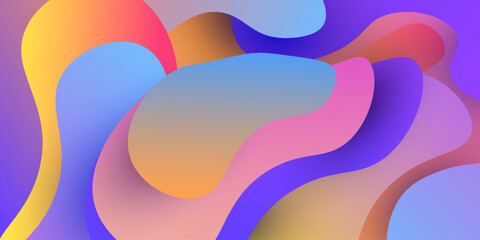 Wavy geometric background. Trendy colorful gradient shape composition. Vector illustration.