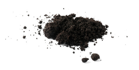 Pile of fresh soil isolated on white