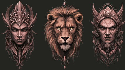 portrait of a lion kings artwork tattoo for men
