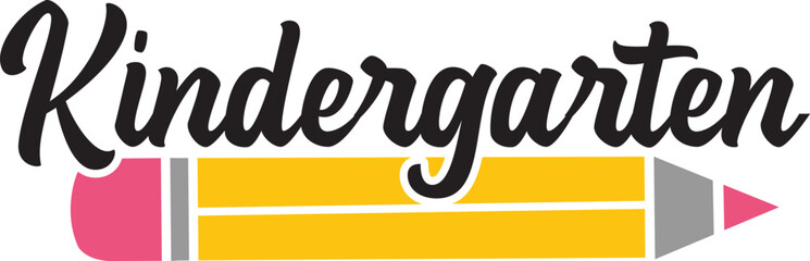 Kindergarten typography clip art design on plain white transparent isolated background for card, shirt, hoodie, sweatshirt, apparel, tag, mug, icon, poster or badge