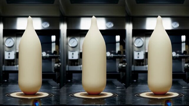 Timelapse concept of Kevlar fuel bladder curing in vulcanization oven representing the gradual vulcanization process for enhanced material strength.