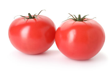 Two ripe red tomatoes isolated on white