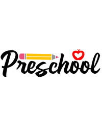 Preschool typography clip art design on plain white transparent isolated background for card, shirt, hoodie, sweatshirt, apparel, tag, mug, icon, poster or badge