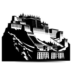 Obraz premium Potala Palace silhouette monochrome