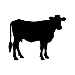 Fototapeta premium Striking silhouette of a cow, perfect for farm branding and agricultural designs, rustic charm