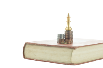 Knowledge is power for wealth creation through education and strategic investment. isolated on white background with clipping path.