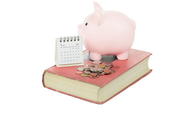 Financial savings for 2025 goals, budgeting for education and future investment. isolated on white background with clipping path.