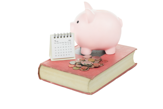 Financial savings for 2025 goals, budgeting for education and future investment. isolated on white background with clipping path. - Powered by Adobe