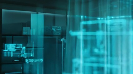 Futuristic office showing holographic data and global connections - Powered by Adobe