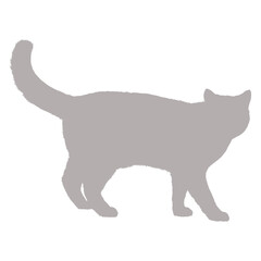Silhouette of a cat walking with tail raised