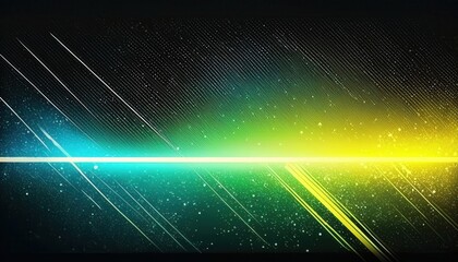futuristic neon light streaks with sparkling particles and gradient color transitions in blue and yellow hues for digital design background