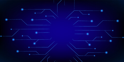 Abstract blue digital circuit board on dark technology background. Abstract circuit connecting lines and points on motherboard. AI innovation concept Future vector illustration. Eps10