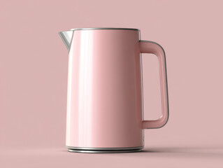 Minimalist Pastel Pink Electric Kettle with Sleek Handle on Soft Neutral Background
