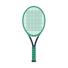 Green Tennis Racket Illustration on White Background