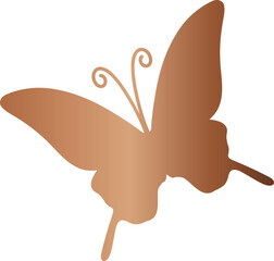 Stylish bronze butterfly silhouette with smooth metallic gradient and curled antennae, symbolizing elegance, grounding, and transformation.