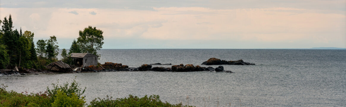 abandoned building on the shore of Lake Superior