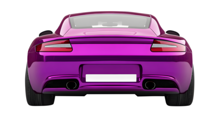 Purple Sports Car Rear View on White Background purple car isolated on a transparent background