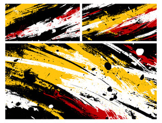 Grunge red yellow black and white lines in motion fully vector pattern for car wrap design