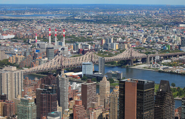 Fototapeta premium Aerial view of the city of New York City USA with the Queensboro bridge on 59th street and East River