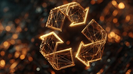 recycling icon waste data management and sustainable industry symbol abstract digital concept network cyber technology and computer background seamless and looped animation