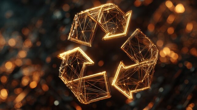 recycling icon waste data management and sustainable industry symbol abstract digital concept network cyber technology and computer background seamless and looped animation