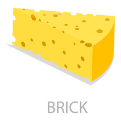 3D Isometric Flat  Set of Different Cheese Types. Item 2