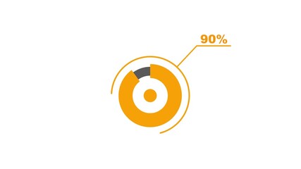 90% circle diagrams Infographics animation design. 90 Percentage pie charts, business data visualization dashboard for statistics and reports in 4K video Animation - Powered by Adobe