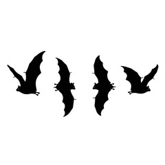 Fototapeta premium Bat icon set in flight against a white background 