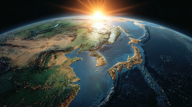 east asia sunrise earth view