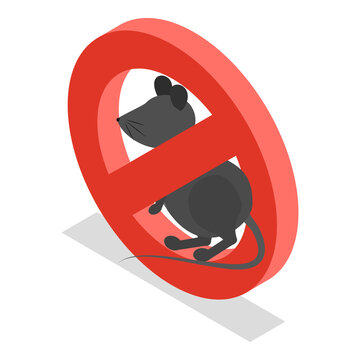 no rats sign, red, isometric clip art preview