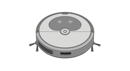 Modern Robotic Vacuum Cleaner with Circular Design and Buttons.