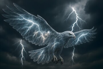 Surreal Translucent Eagle with Storm Inside Wings Concept Art