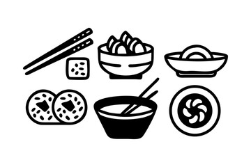 Delicious asian food icons
