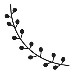 Curved Botanical Twig – Minimal Black Plant Silhouette Vector Art