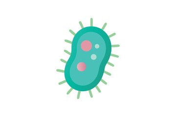 Simple Cartoon Illustration of a Generic Bacteria Cell with Flagella like hairs
