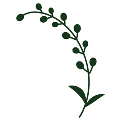 Minimal Botanical Branch – Simple Black Silhouette Plant Vector Art