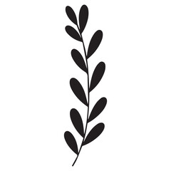 Black Silhouette Leaf Branch – Minimal Botanical Vector Illustration