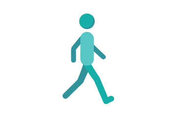 Obraz premium Teal stick figure of a walking person isolated on white background