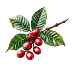 Vibrant coffee plant showcasing red ripe fruits and lush leaves