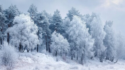Fototapeta premium forest in the frost winter landscape snow covered trees deer no logos no brands ar 169