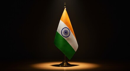 Spotlight on India &ndash; Tricolor Flag in Golden Glory