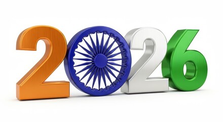 India 2026 &ndash; Patriotic Year Design with Ashoka Chakra